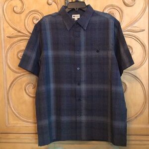 Haggar Mens Short Sleeve Shirt Black & Gray